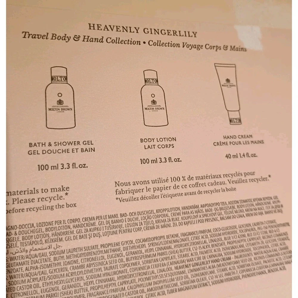NEW MOLTON BROWN Heavenly Gingerlily Travel Body‎ & Hand Collection Gift Box